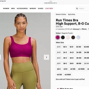 Lululemon Run Times Bra- 36DDD- Like New